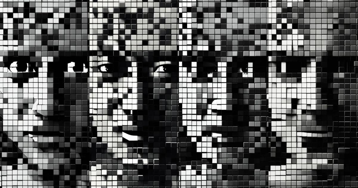 Lexica - A human face made from black and white pixels