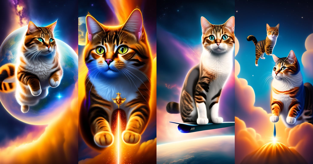 Lexica - A cat is launched by jesus in the stratosphere