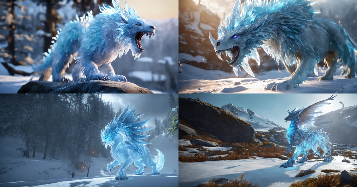 Lexica - Ice mythical creature, unreal engine, 32k, cinematic shot ...