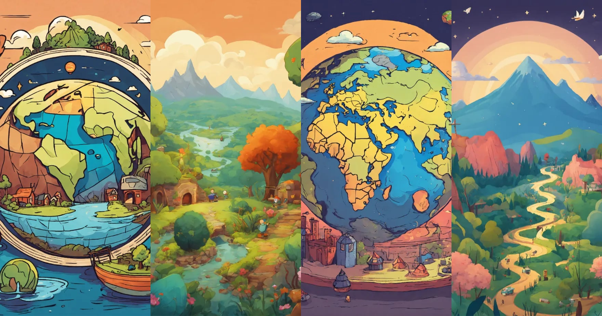 Lexica - Cartoon illustration of the earth