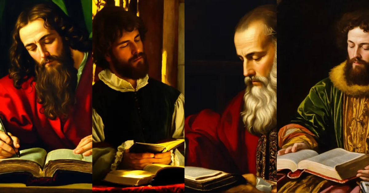 Lexica - Renaissance oil painting of a man reading the holy bible