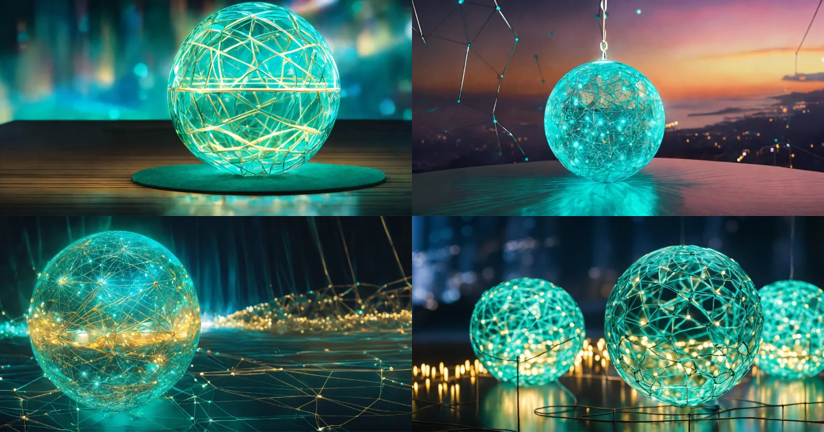 Lexica - Illustration of a turquoise glass ball connected to an ...