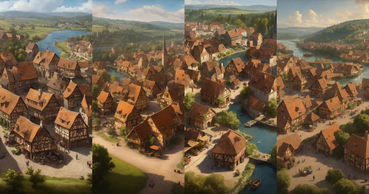 Lexica - Highly realistic, photography, Bird's eye view of a medieval ...