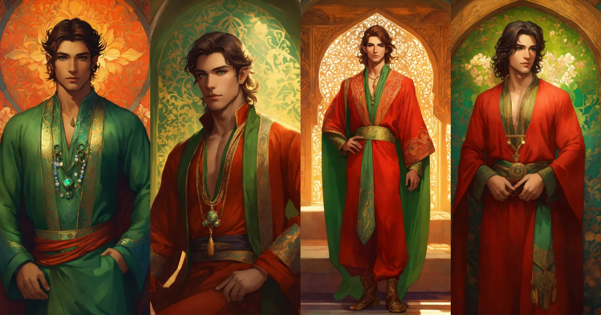Lexica - Full body portrait of handsome persian elf male scholar, high ...