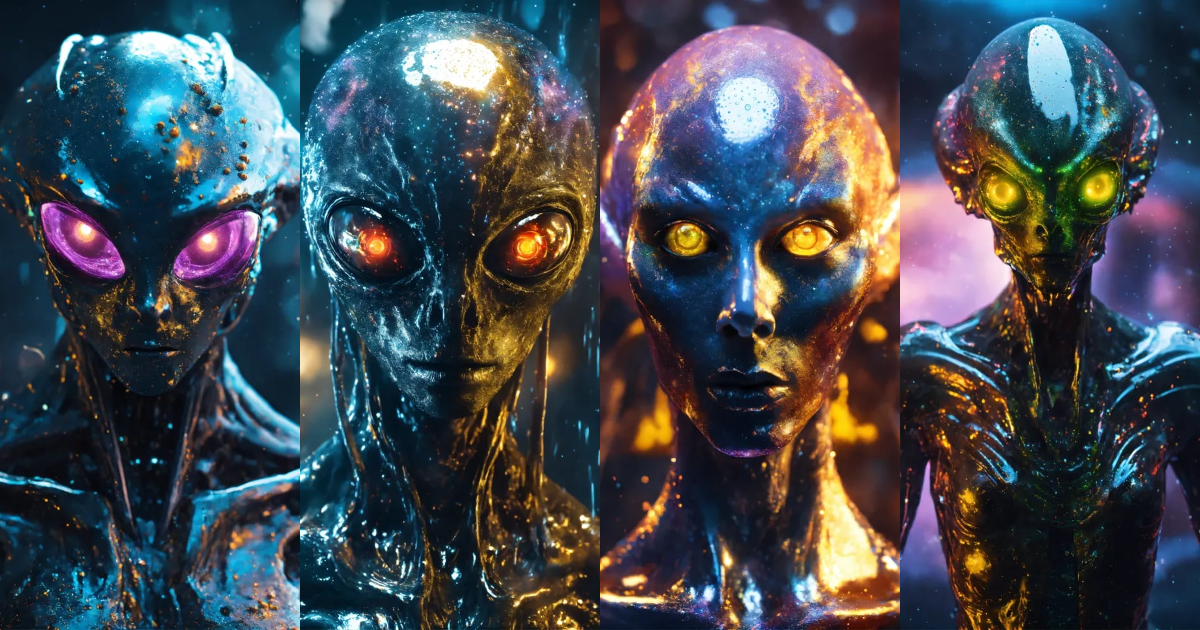 Lexica - An sterotypical alien with glowing eyes in the style of ...