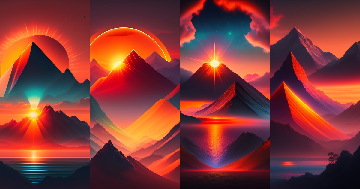 Lexica - A vibrant and uplifting image depicting a rising sun over a ...