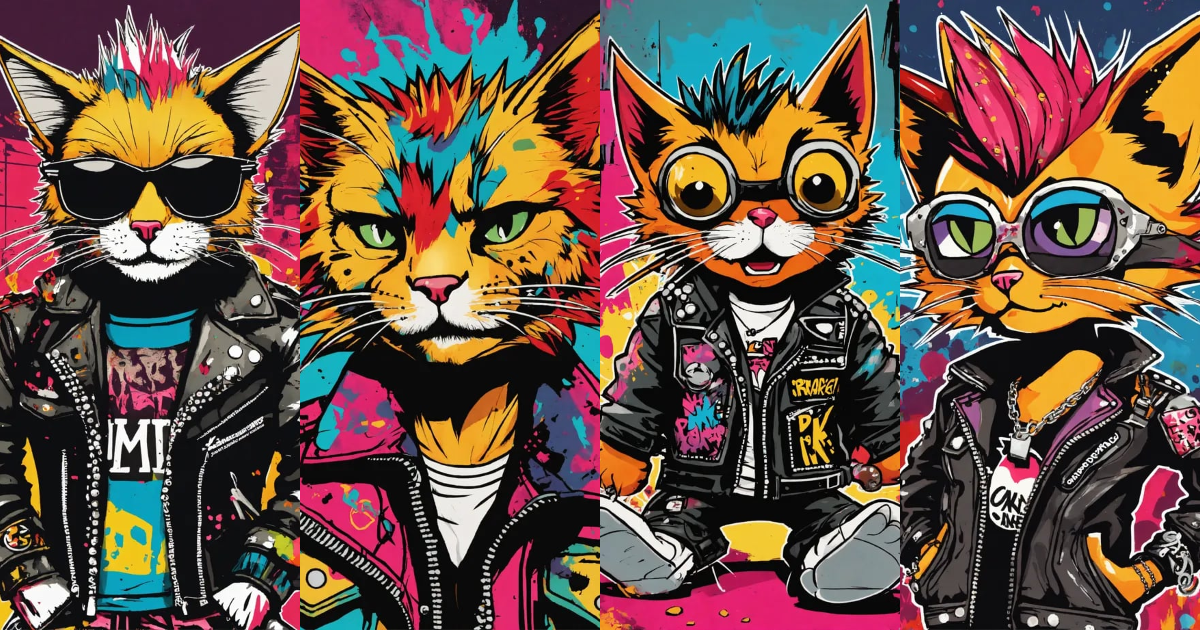 Lexica - A snarling, anarchic punk rock cartoon cat with a