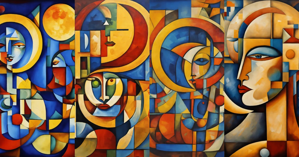 Lexica - Abstract composition of Moon God cubist art in high resolution
