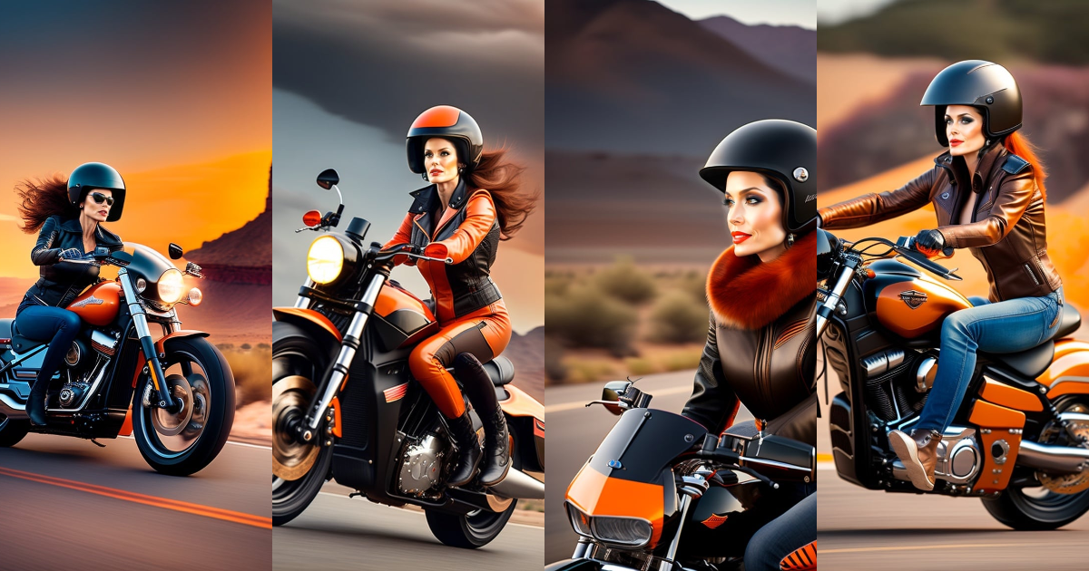 Lexica - Angelina Jolie, in leather, helmet and gloves riding down