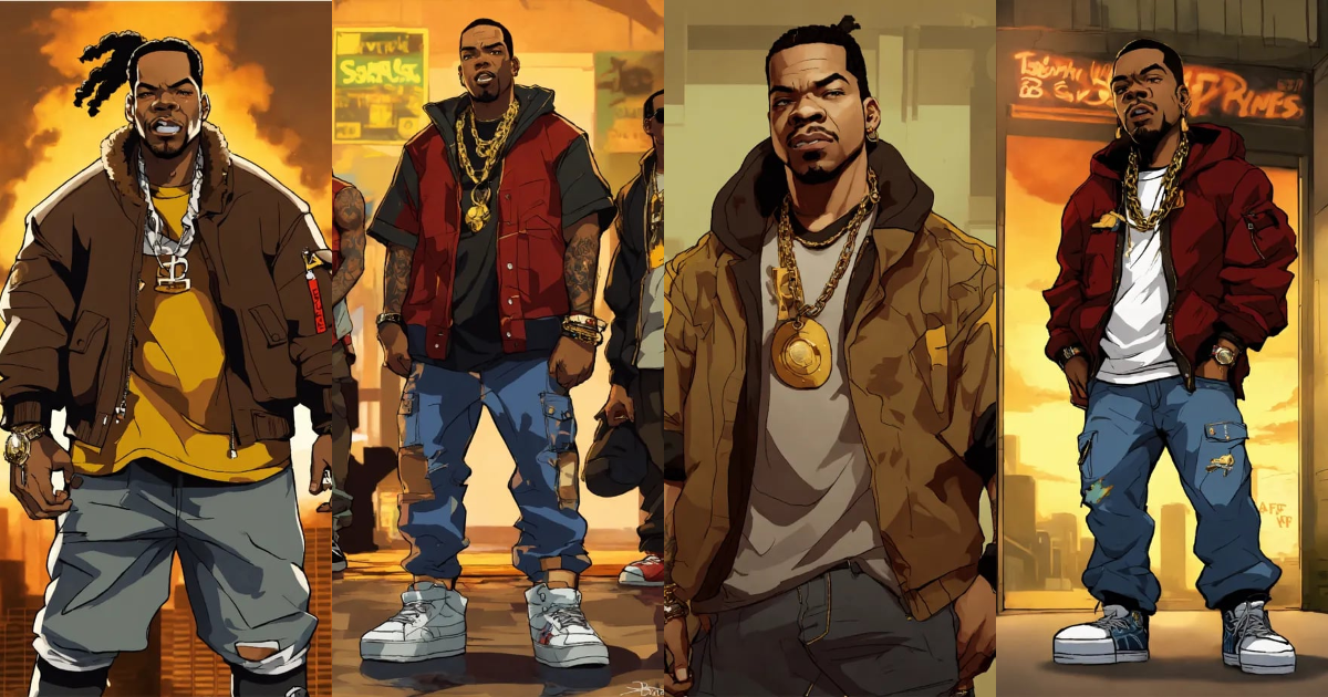 Lexica Hip hop art style busta rhymes boondocks full body
