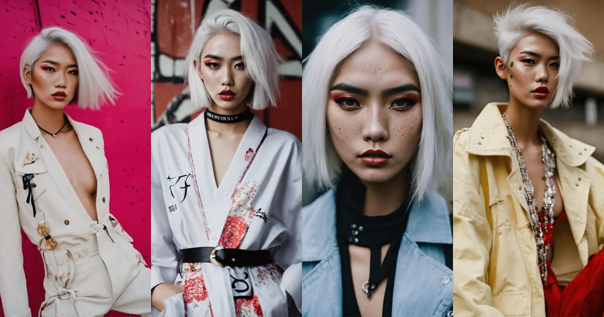 Lexica - Model with attitude , asian, white hair, freckles,,haris nukem ...