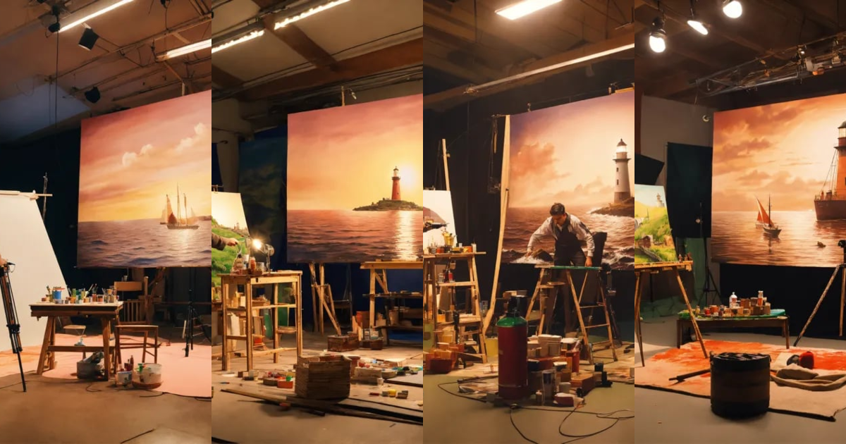 Lexica - The process of creating movie sets. The artist paints the ...