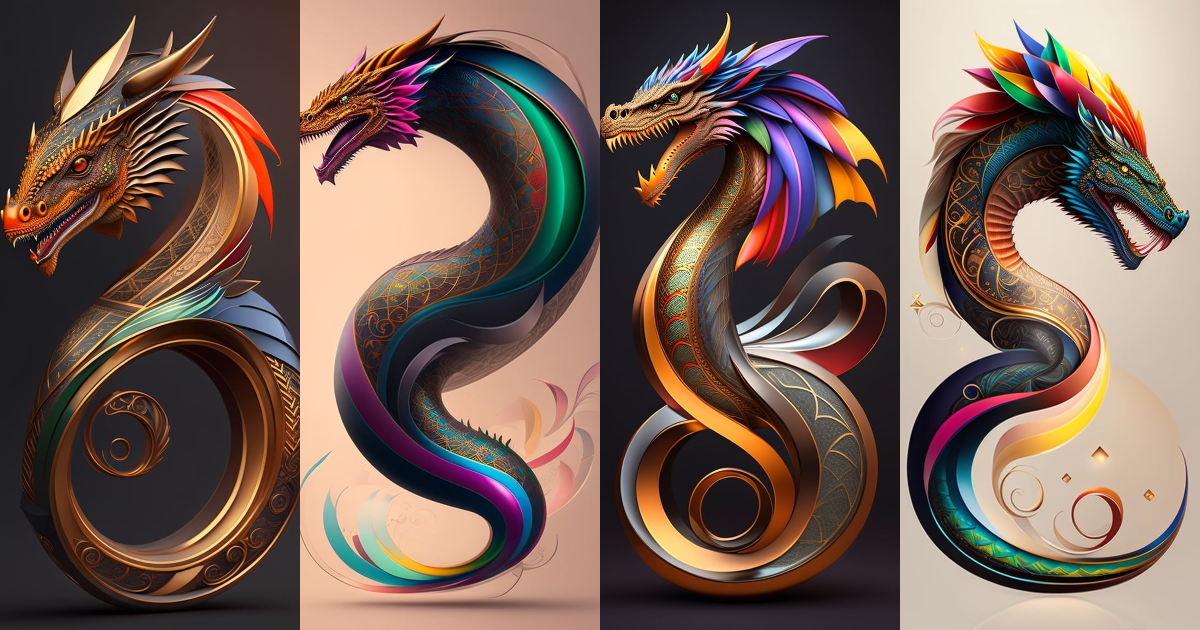 Lexica - Tattoo sketch, a wriggling dragon with geometry elements, 8k