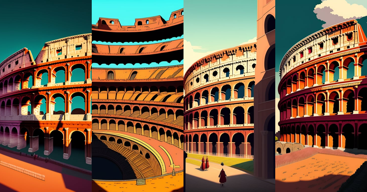 Lexica - Rome coliseum matte lo-fi illustration Miyazaki