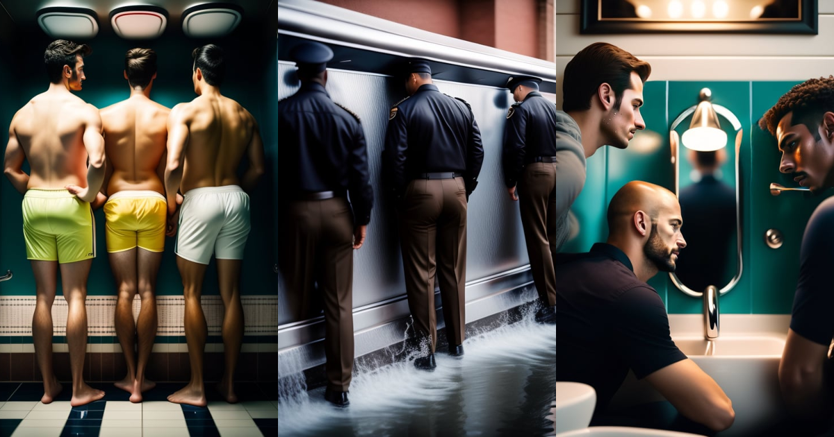 Lexica - Photograph of guys using urinals