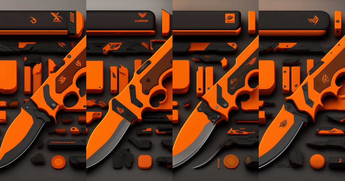 Lexica - CS-GO karambit knife, orange color, militar pattern details ...