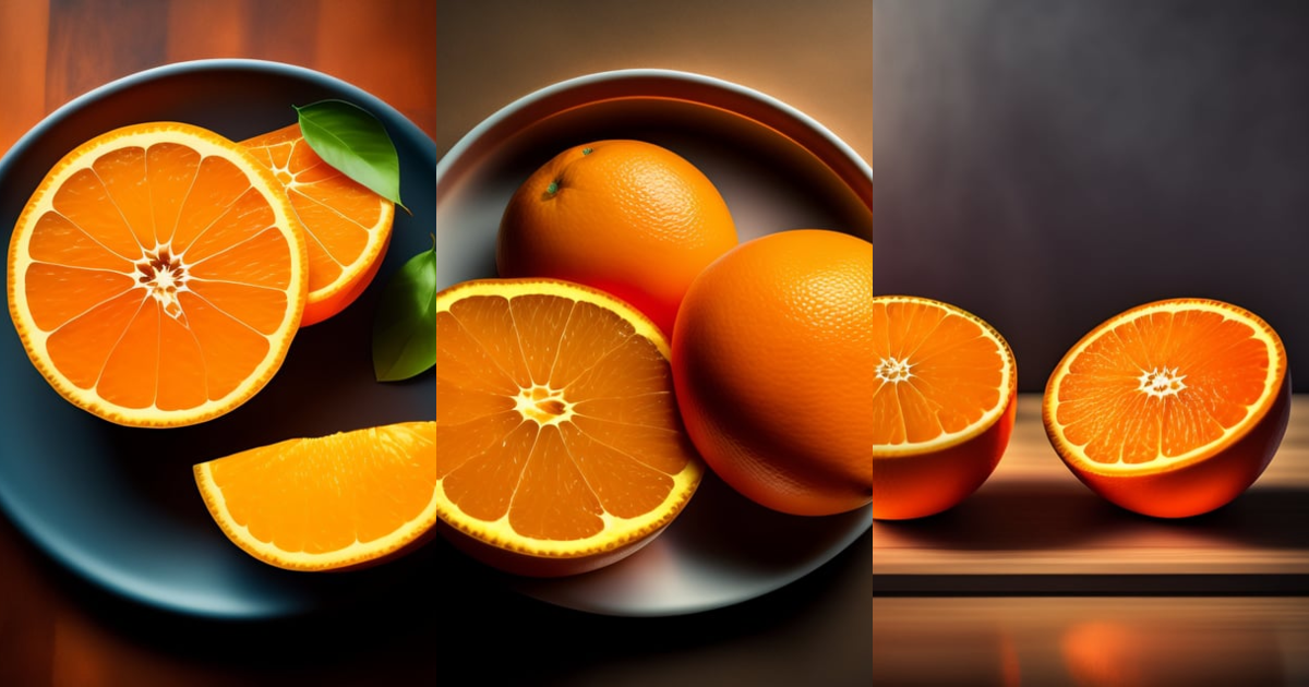 Lexica Two whole oranges in a table, photography, product photo.