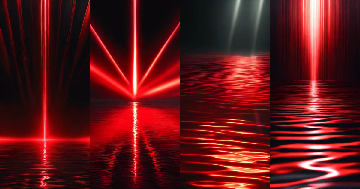 Lexica - Hyper realistic opaque red metallic rays of light reflecting ...