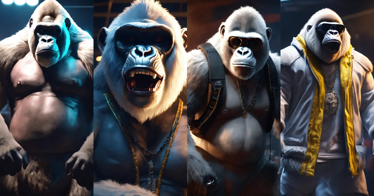 Lexica - A giant rapper white gorilla MC, cinematic lighting, high ...