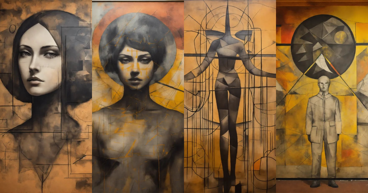 Lexica - Create the outline of personification of lunacy, painted with ...