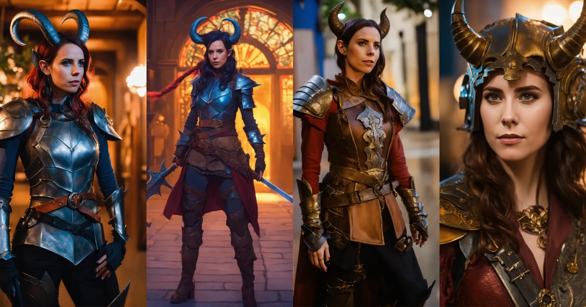 Lexica - Laura Bailey of Critical Role as a tiefling wearing modern day ...