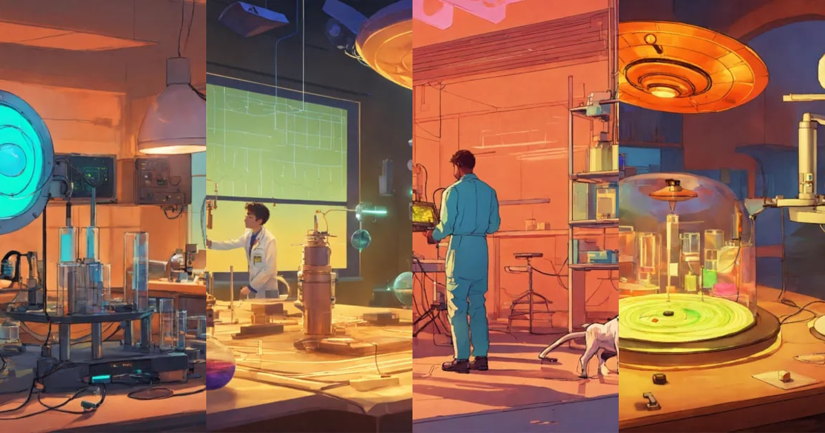 Lexica - Illustrate a makeshift lab with a scientist experimenting with ...