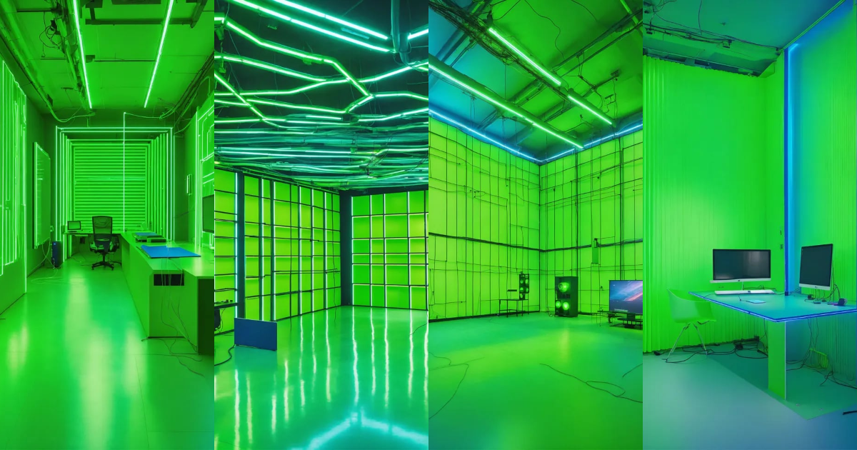 Lexica - Technologic big room with computer walls with wires and ...