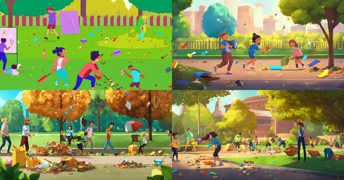 Lexica - Create a scene where people are throwing waste materials on ...