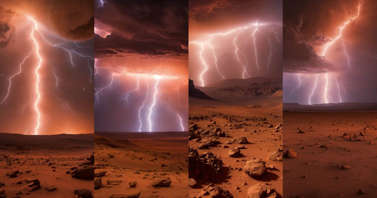Lexica - Lightning on mars with in the background the universe