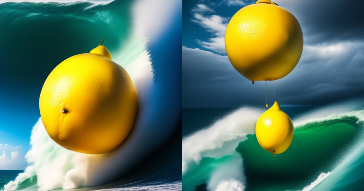 Lexica - A gigantic lemon suspended 20 meters above the deep blue sea ...