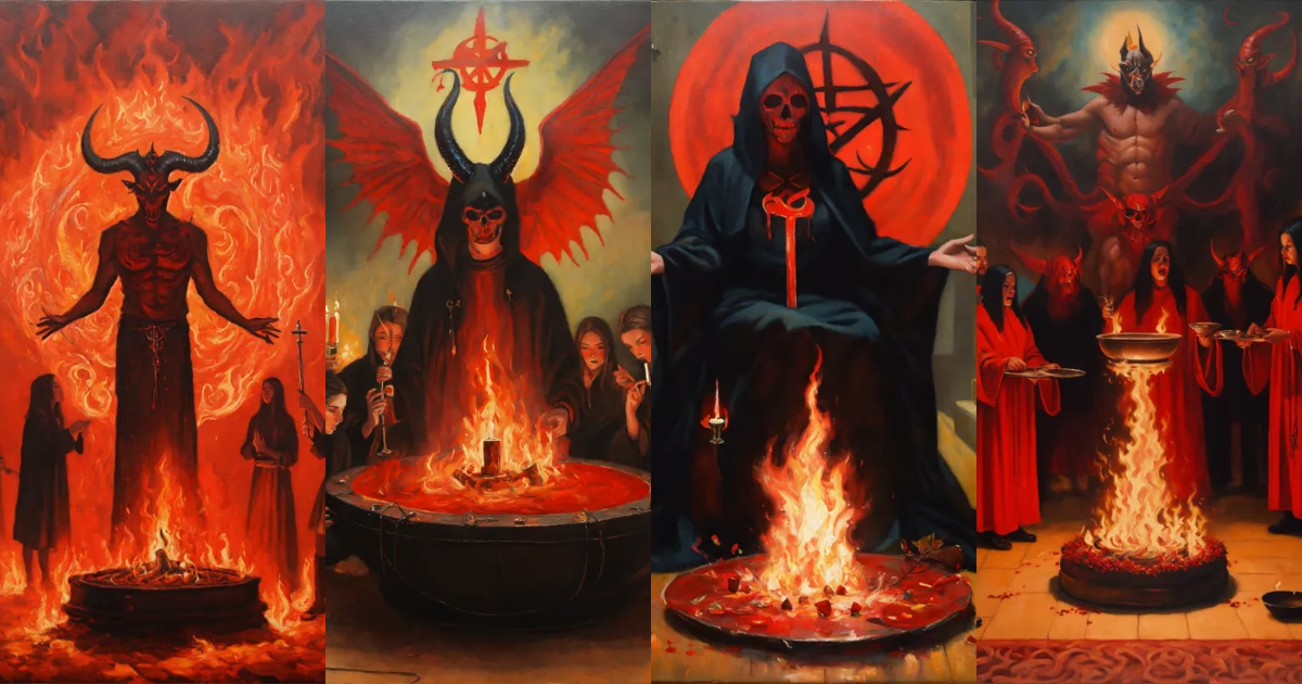 Lexica - A satanic ritual, oil painting