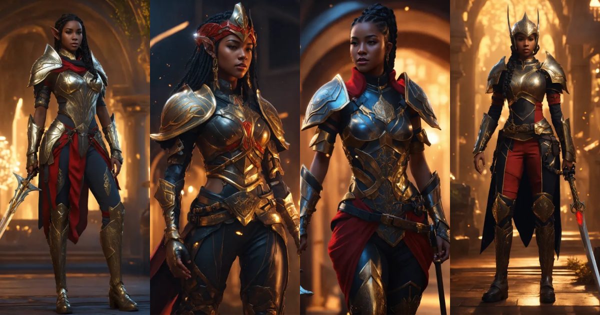 Lexica - Full body of a shapely black female high elf, with black and ...