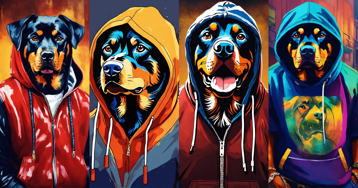 Lexica - Hip hop art rottweiler with hoodie