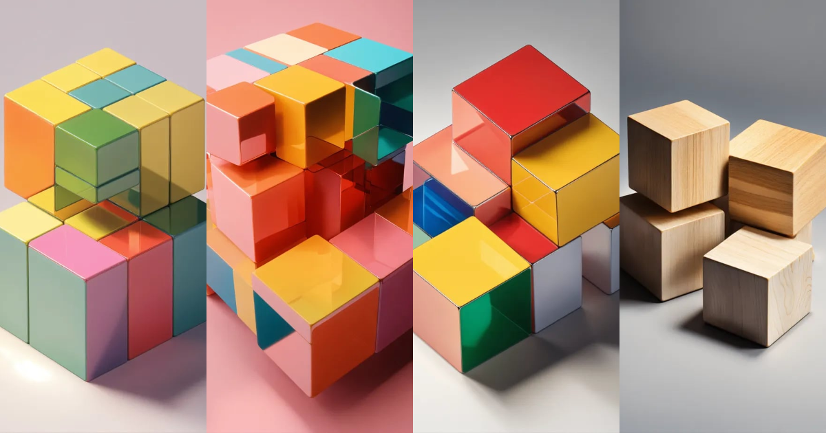 Lexica - An isometric image of four stacked cubes on a white background ...
