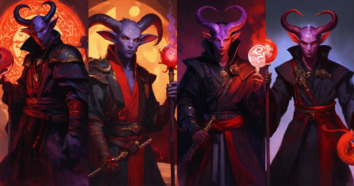 Lexica - A D&D Tiefling with pale red skin and red snake like eyes. He ...