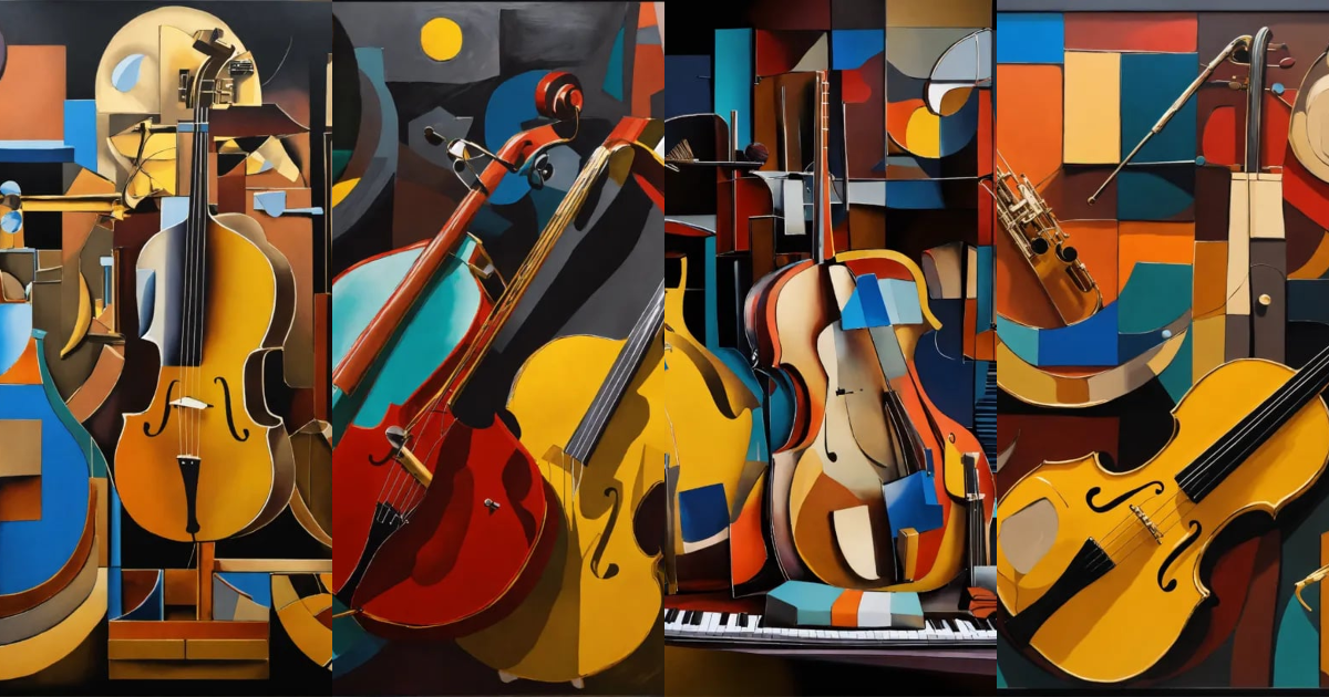 Lexica - Produce a electrifying 3D cubist-inspired painting of jazz ...