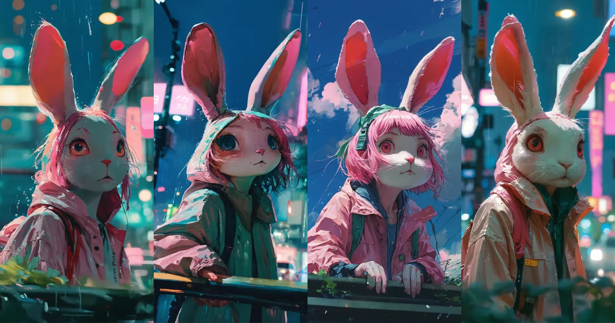 Lexica - 8k photo portrait of a stunning rabbit woman with pink hair in ...
