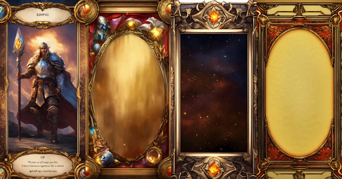 Lexica - Empty fantasy art card game template with decorative frame ...