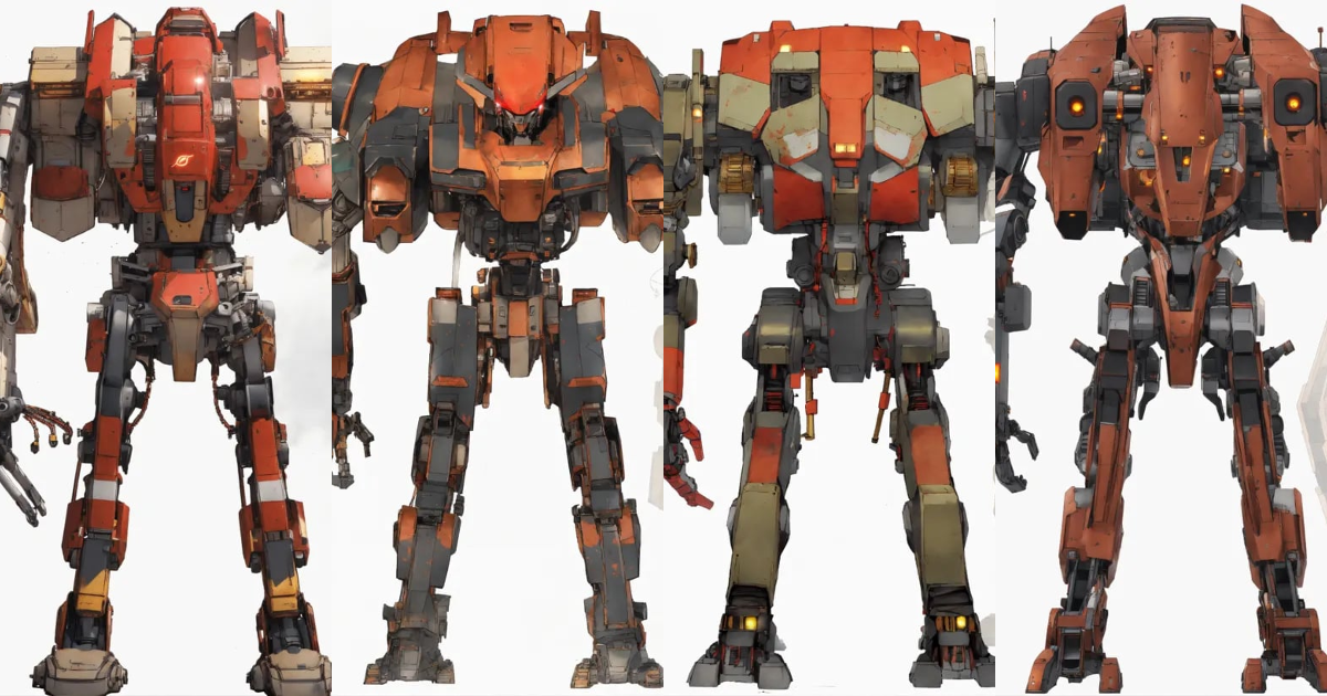 Lexica - Full body shot of a realistic giant mecha with rectangular ...