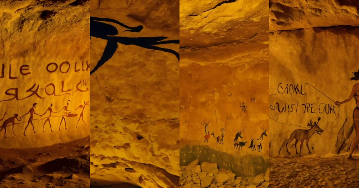 Lexica - Prehistoric painting on the wall of a cave which represents a ...