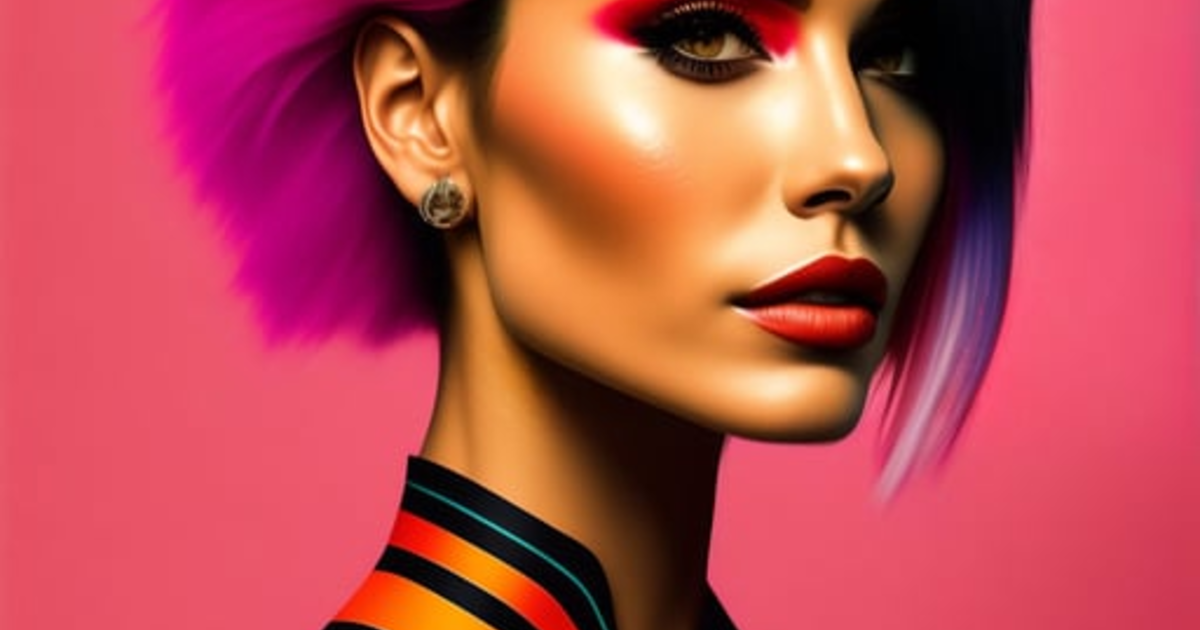 Lexica - Flat design, Portrait of a punk girl from abstract lines