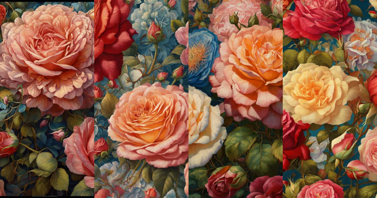 Lexica - An ultra hd detailed painting of many different types of roses ...