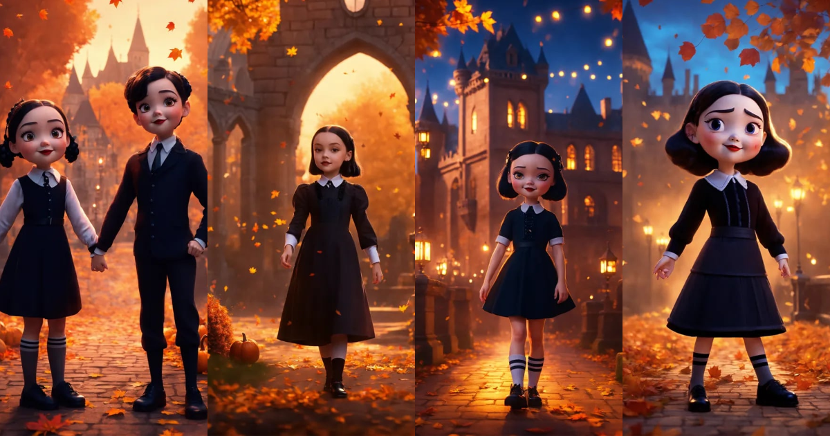 Lexica - Very cutes pixar charactere of Wednesday addams, full portrait ...
