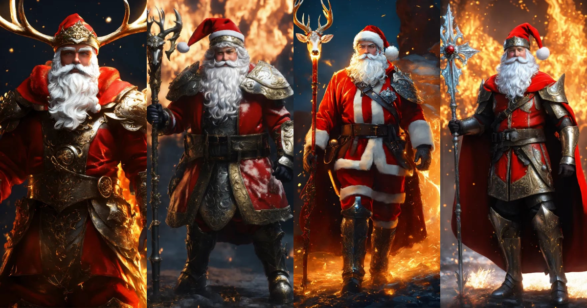 Lexica - ((Santa Claus in armor)), Full Body, Detailed Fearless Stern ...