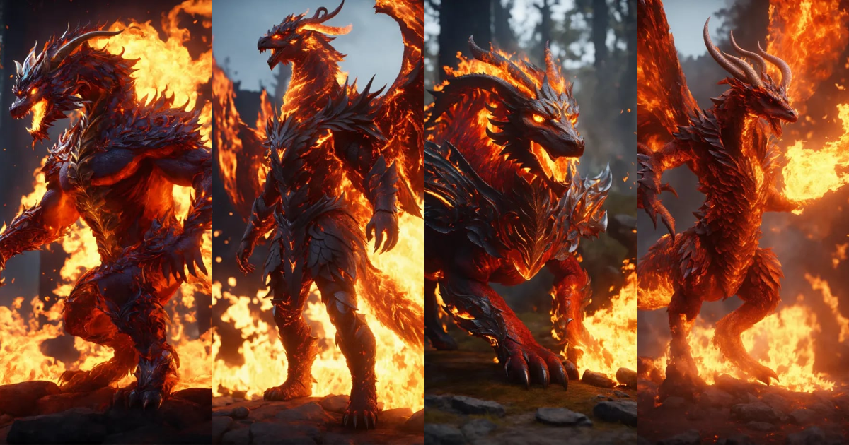 Lexica - A fire mythical creature, 8k, unreal engine