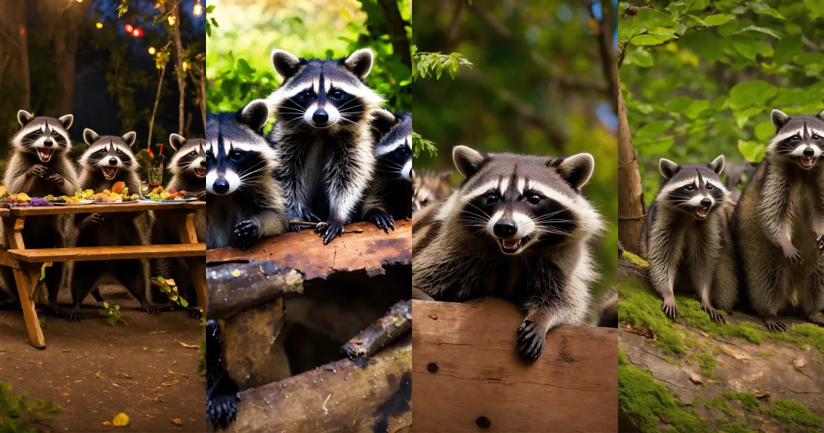 Lexica - Raccoons celebrating and having a good timne