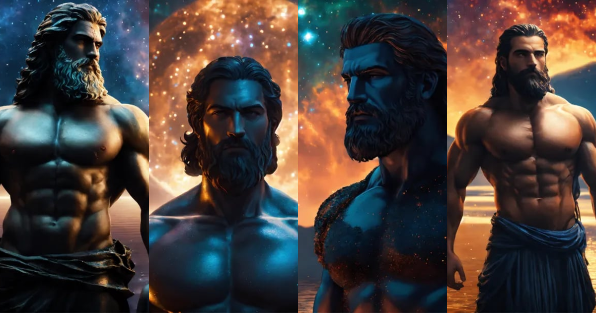 Lexica - A muscular statue of a strong Greek man with a beard and scars ...