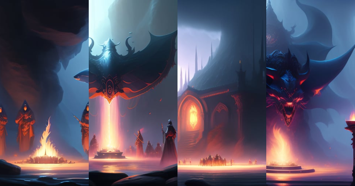 Lexica - Establishing shot of an epic demonic summoning ritual ...
