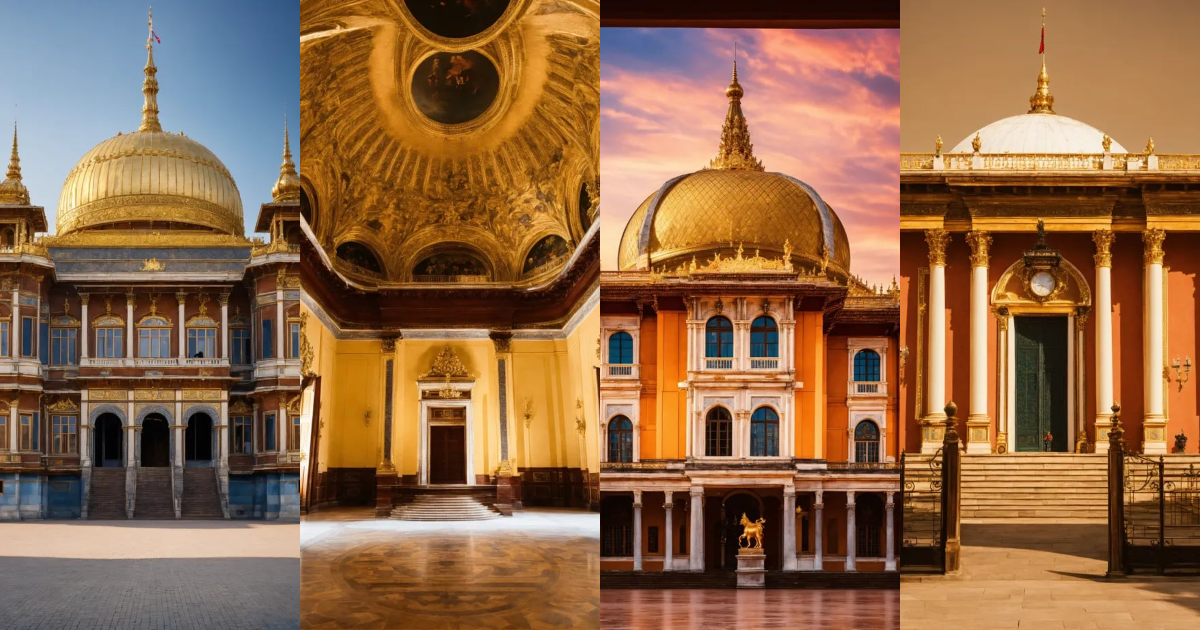 Lexica - A complete picture of a royal palace building with a dome