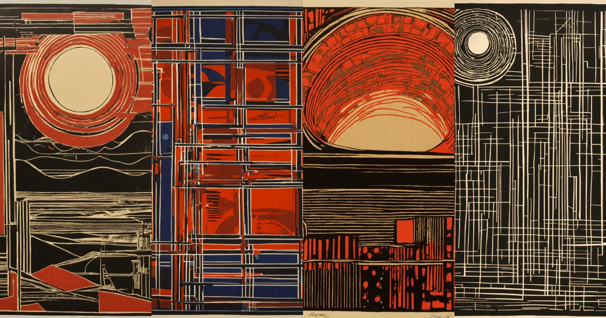 Lexica - Linocut, abstract art, drawing in the style of Emil ruder